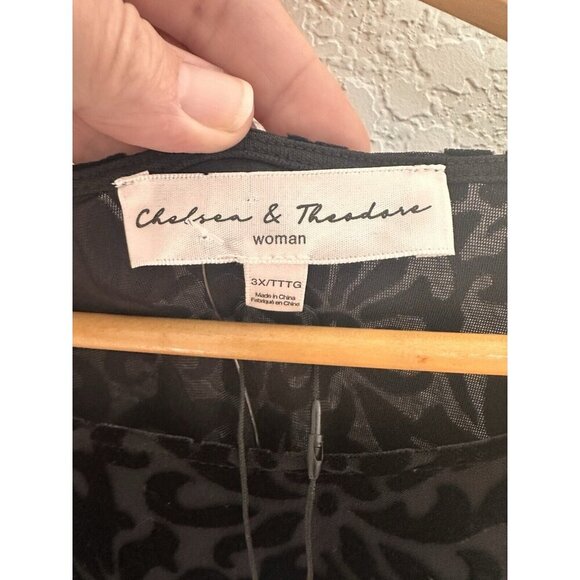 NWT Chelsea & Theodore Black Burnout Velvet L/S Top Sz 3X Witchy Goth Whimsigoth - Picture 6 of 9